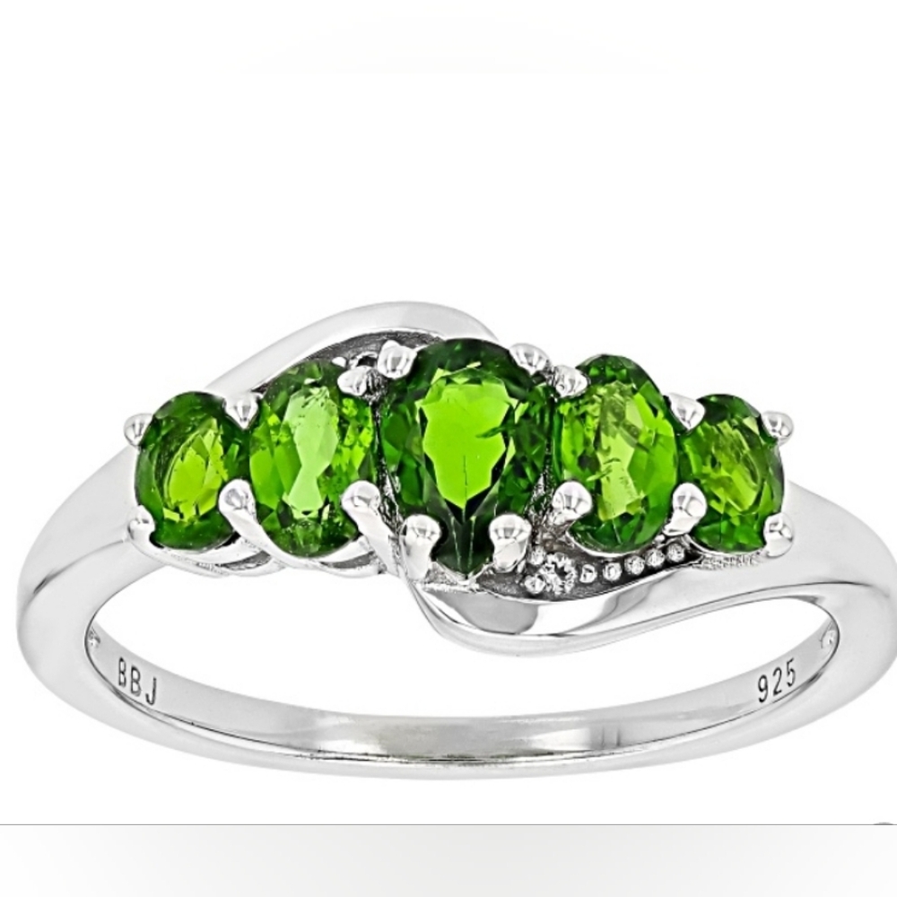 Genuine Chrome Diopside & Topaz Sterling Silver Ring Size 9.5! ✨️